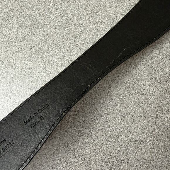 BCBG Max Azria Belt Womens Small Gold Buckle Black Metallic Vegan - Picture 6 of 8